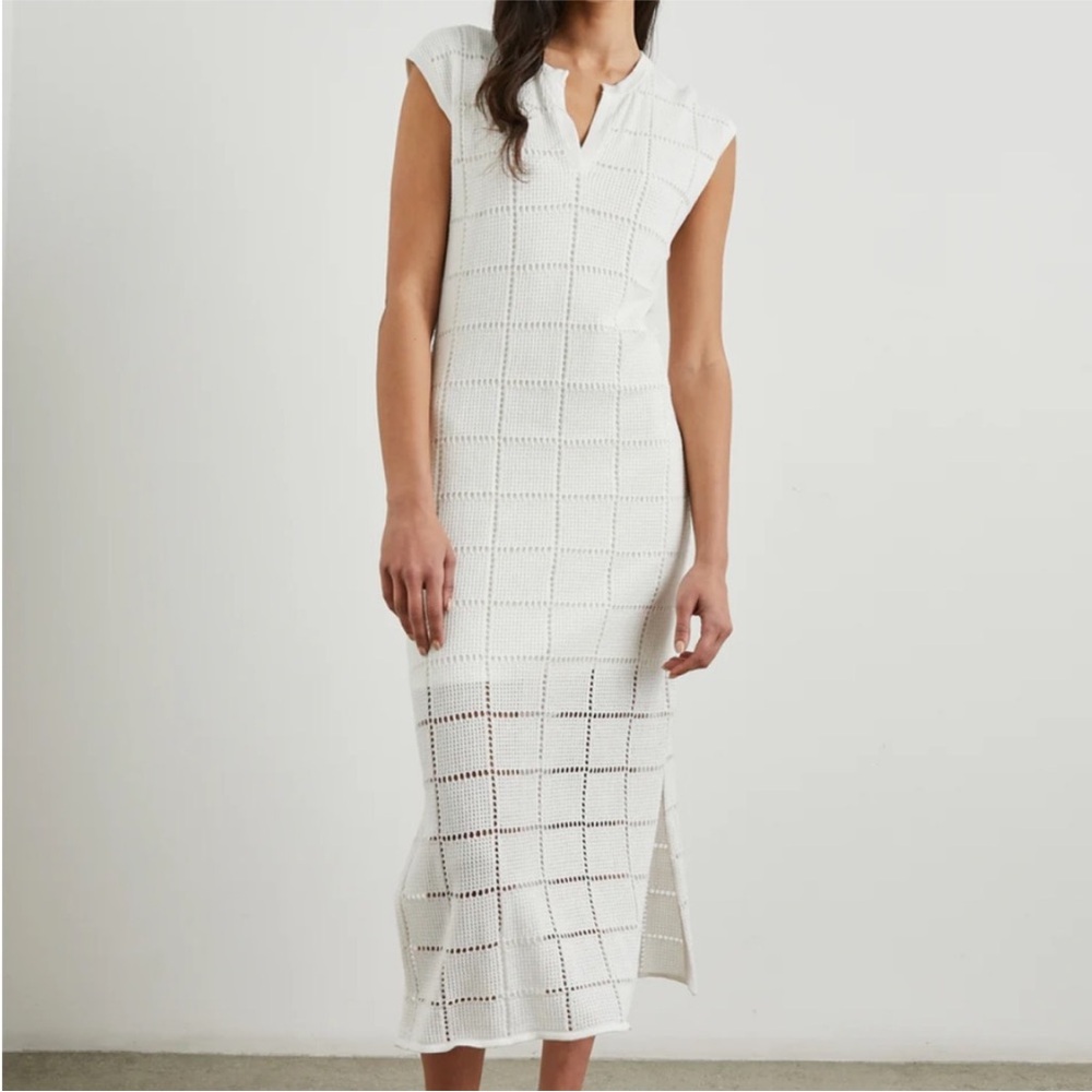 Rails | White Ashley Crochet Knit Sleeveless Sweater Midi Dress